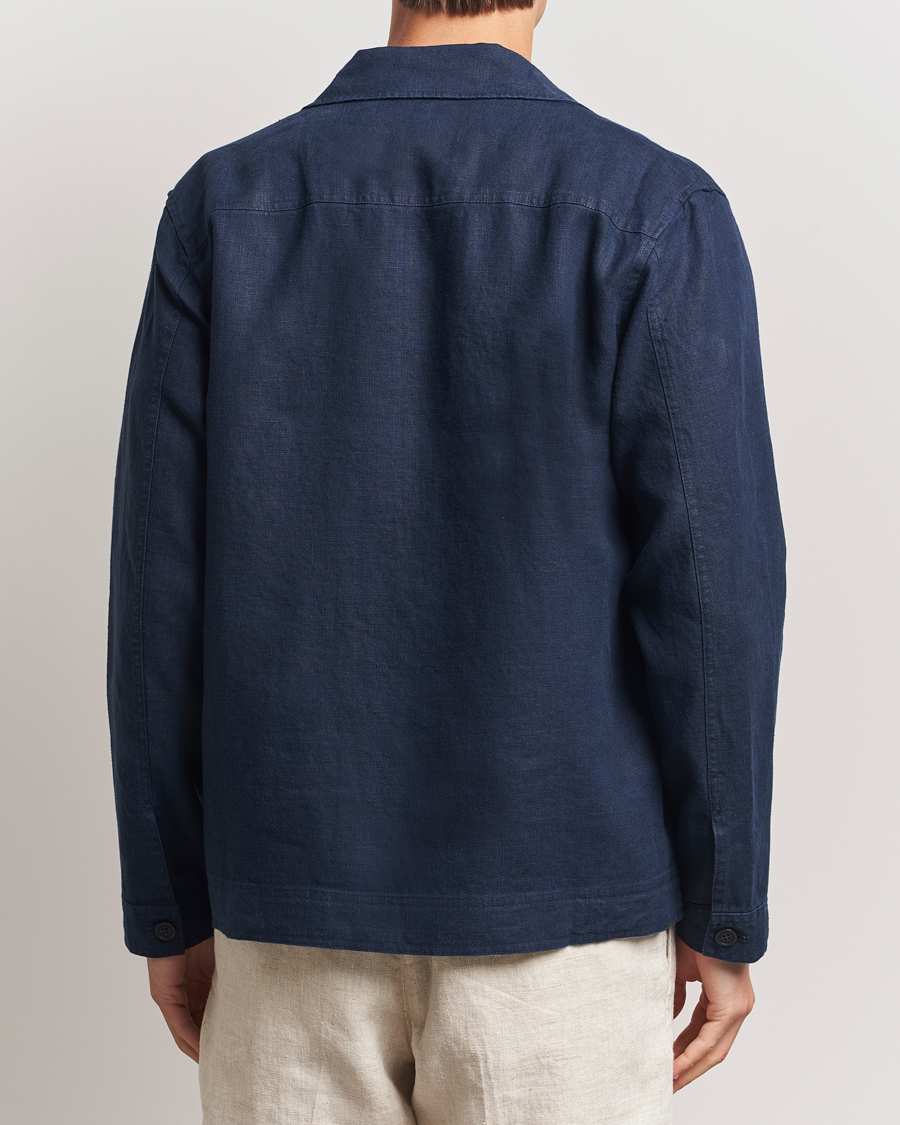 Herr | Skjortor | NN07 | Olav Linen Overshirt Navy Blue