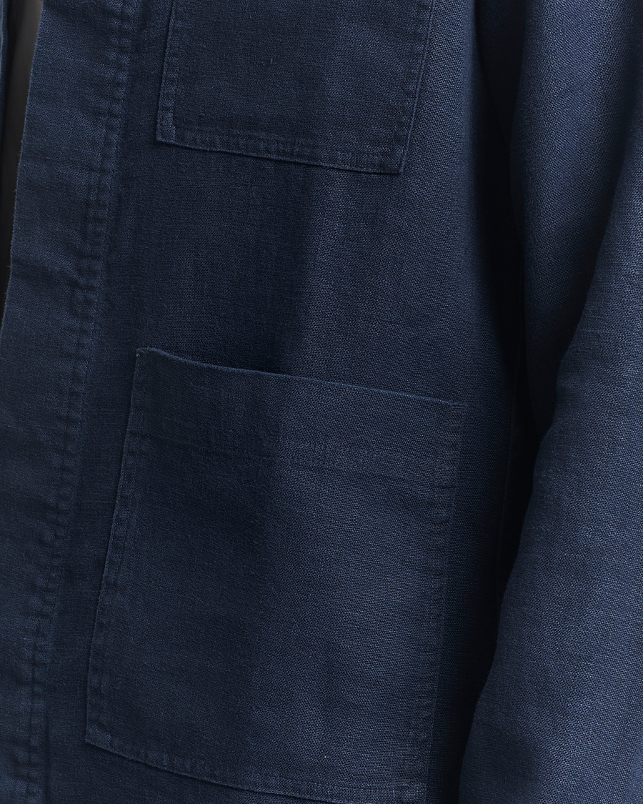 Herr | Skjortor | NN07 | Olav Linen Overshirt Navy Blue