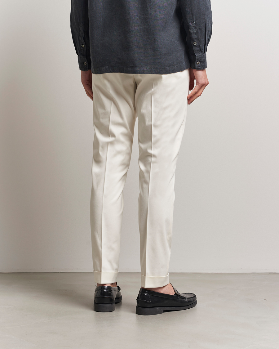 Herr | Byxor | Tiger of Sweden | Tenuta Pleated Cotton Trousers Soft White