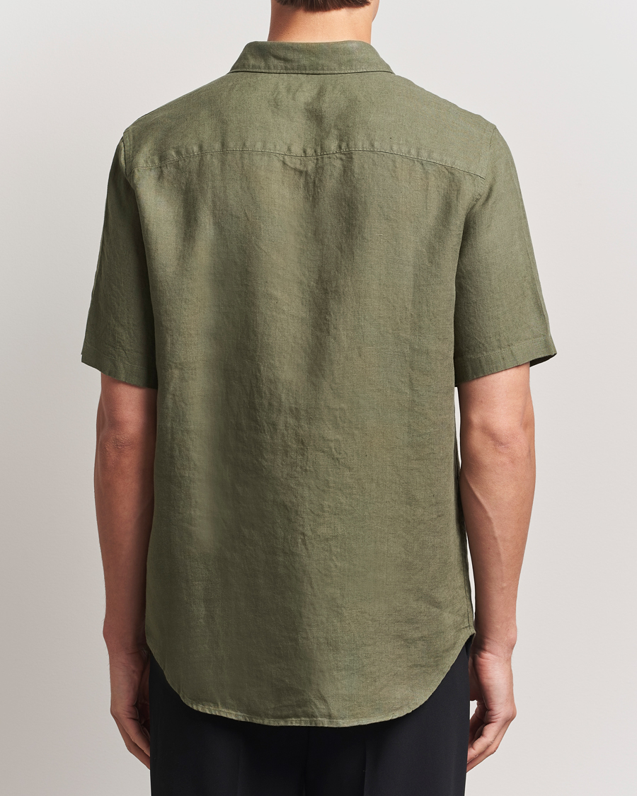 Herr | Skjortor | NN07 | Enzo Linen Short Sleeve Shirt Capers Green