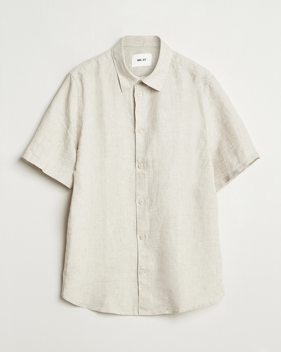 Herr | Skjortor | NN07 | Enzo Linen Short Sleeve Shirt Oat