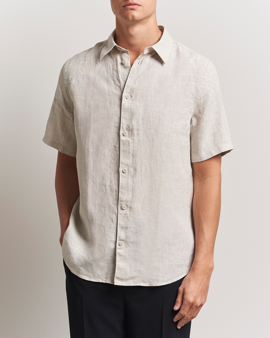 Herr | Skjortor | NN07 | Enzo Linen Short Sleeve Shirt Oat