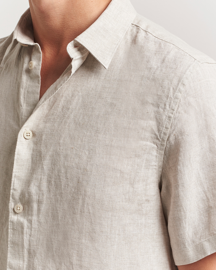 Herr | Skjortor | NN07 | Enzo Linen Short Sleeve Shirt Oat