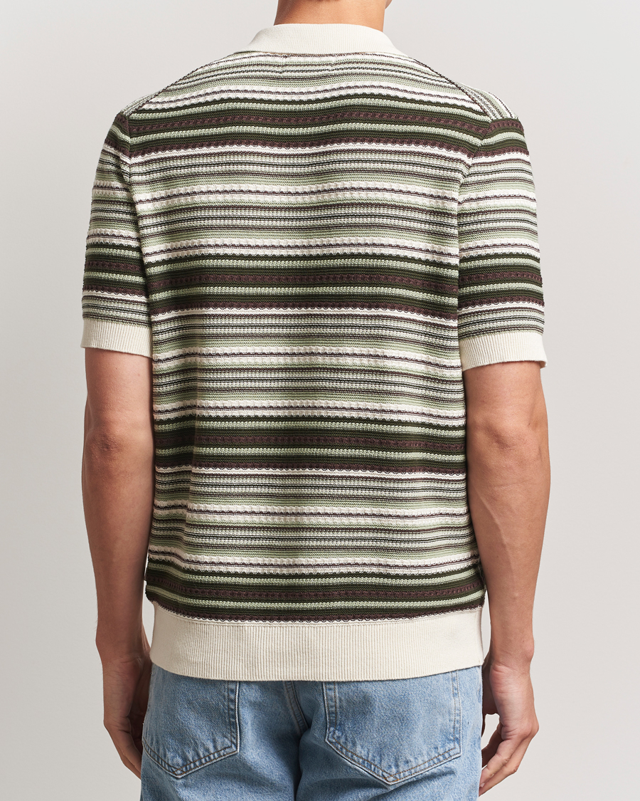 Herr | Skjortor | NN07 | Nolan Knitted Striped Short Sleeve Shirt Multi
