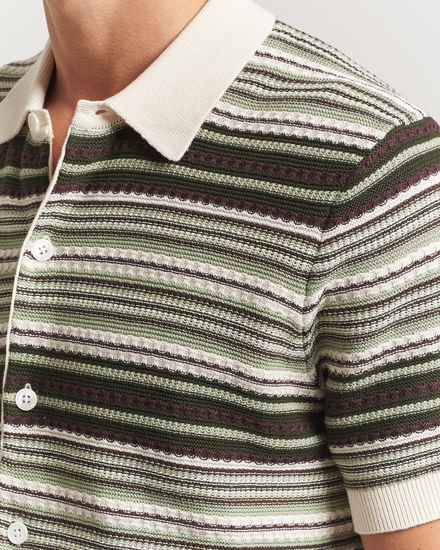 Herr | Skjortor | NN07 | Nolan Knitted Striped Short Sleeve Shirt Multi