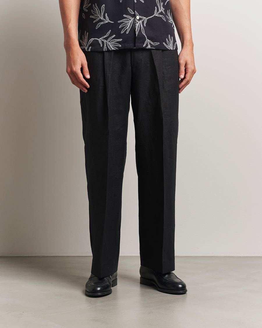 Herr | Byxor | NN07 | Kay Relaxed Fit Linen Trousers Black