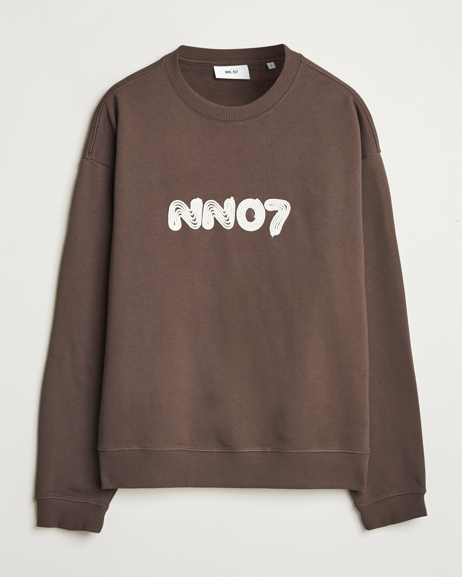 Herr | Tröjor | NN07 | David Rope Logo Crew Neck Sweatshirt Coffee