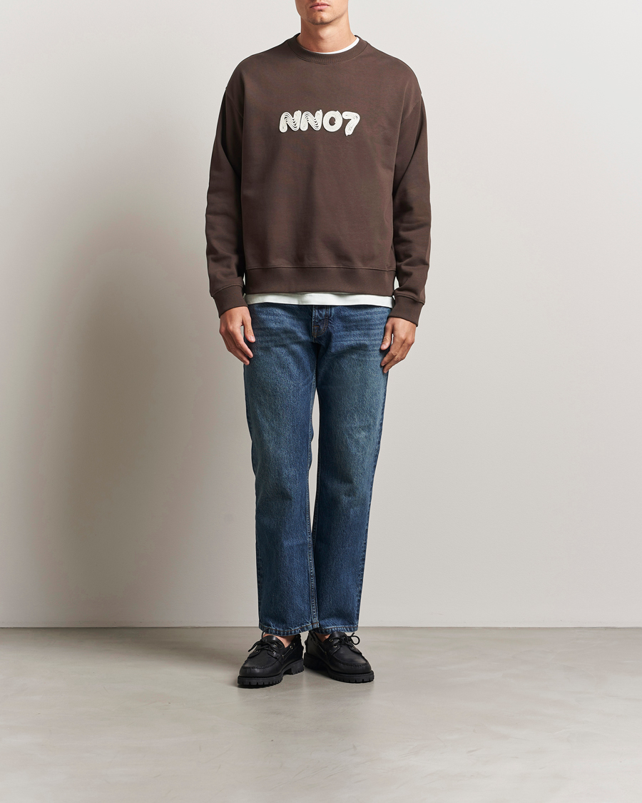 Herr | Tröjor | NN07 | David Rope Logo Crew Neck Sweatshirt Coffee