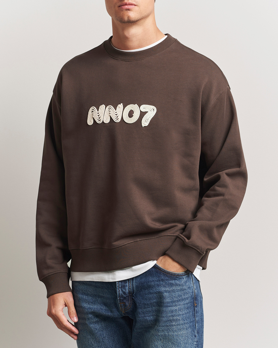 Herr | Tröjor | NN07 | David Rope Logo Crew Neck Sweatshirt Coffee