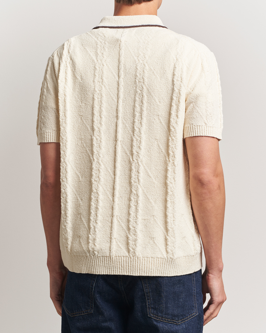 Herr | Pikéer | NN07 | Gustav Bouclé Half Zip Polo Ivory