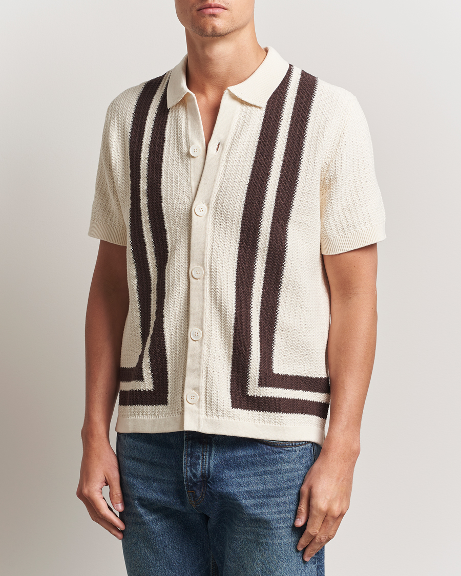 Herr | Skjortor | NN07 | Ares Knitted Short Sleeve Shirt Ivory