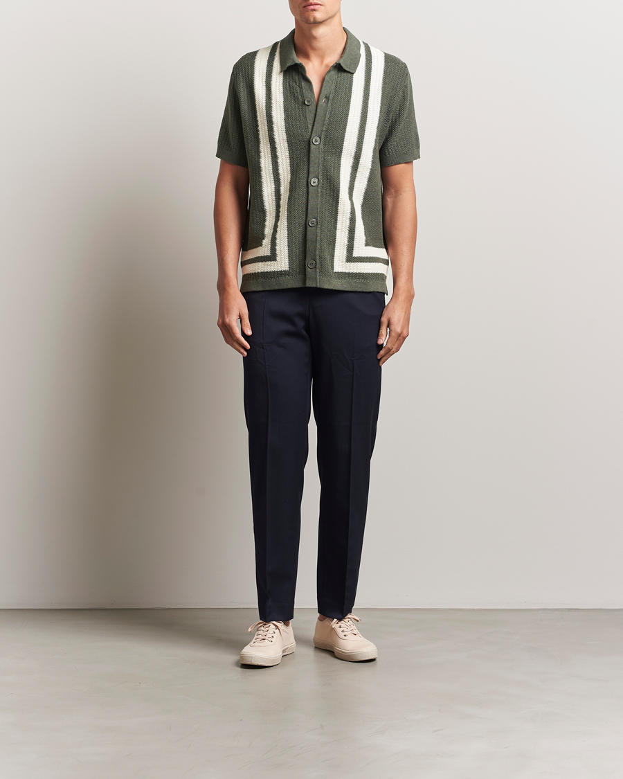 Herr | Skjortor | NN07 | Ares Knitted Short Sleeve Shirt Croc Green
