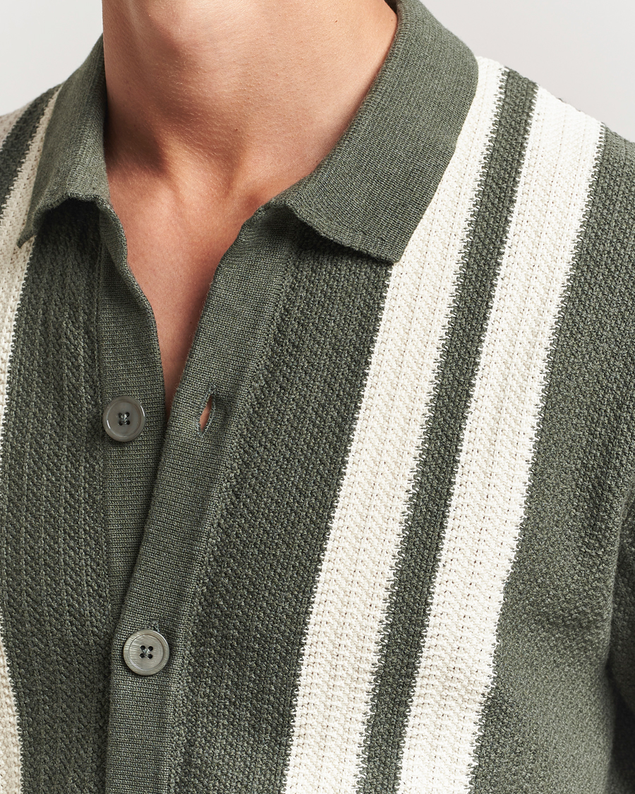 Herr | Skjortor | NN07 | Ares Knitted Short Sleeve Shirt Croc Green