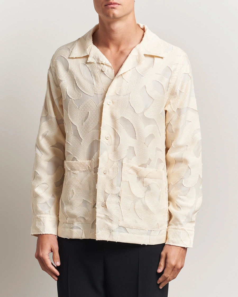 Herr | Skjortor | NN07 | Hank Fil-Coupé Jacquard Overshirt Off White