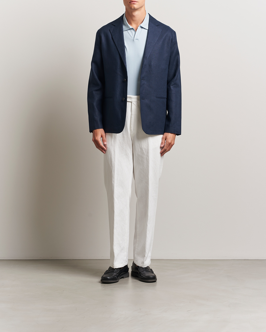 Herr | Kavajer | NN07 | Timo Linen Blazer Navy Blue