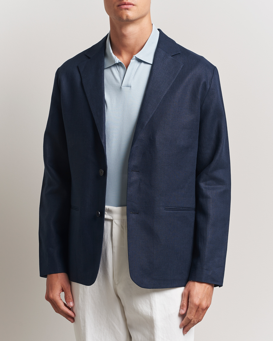 Herr | Kavajer | NN07 | Timo Linen Blazer Navy Blue