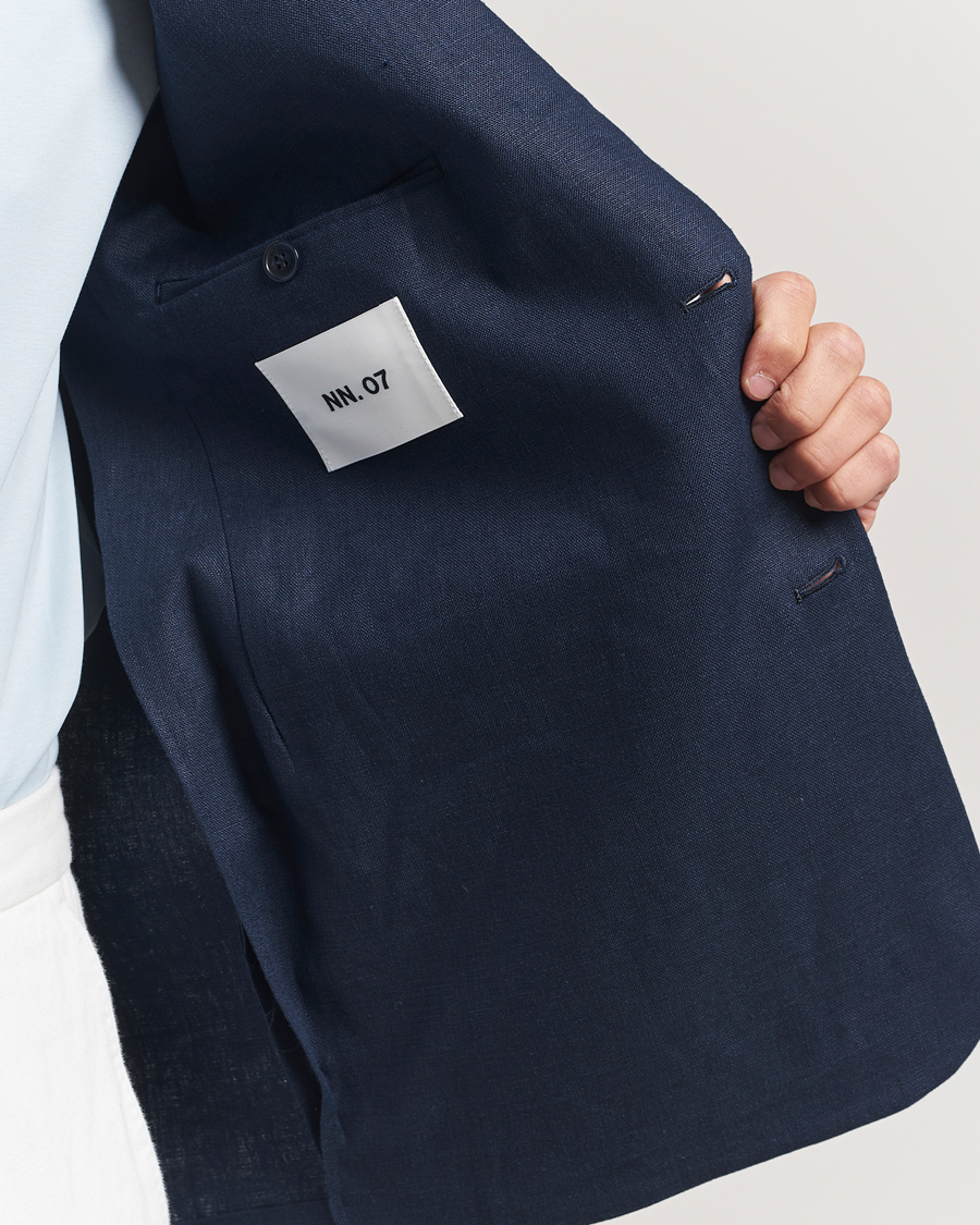 Herr | Kavajer | NN07 | Timo Linen Blazer Navy Blue
