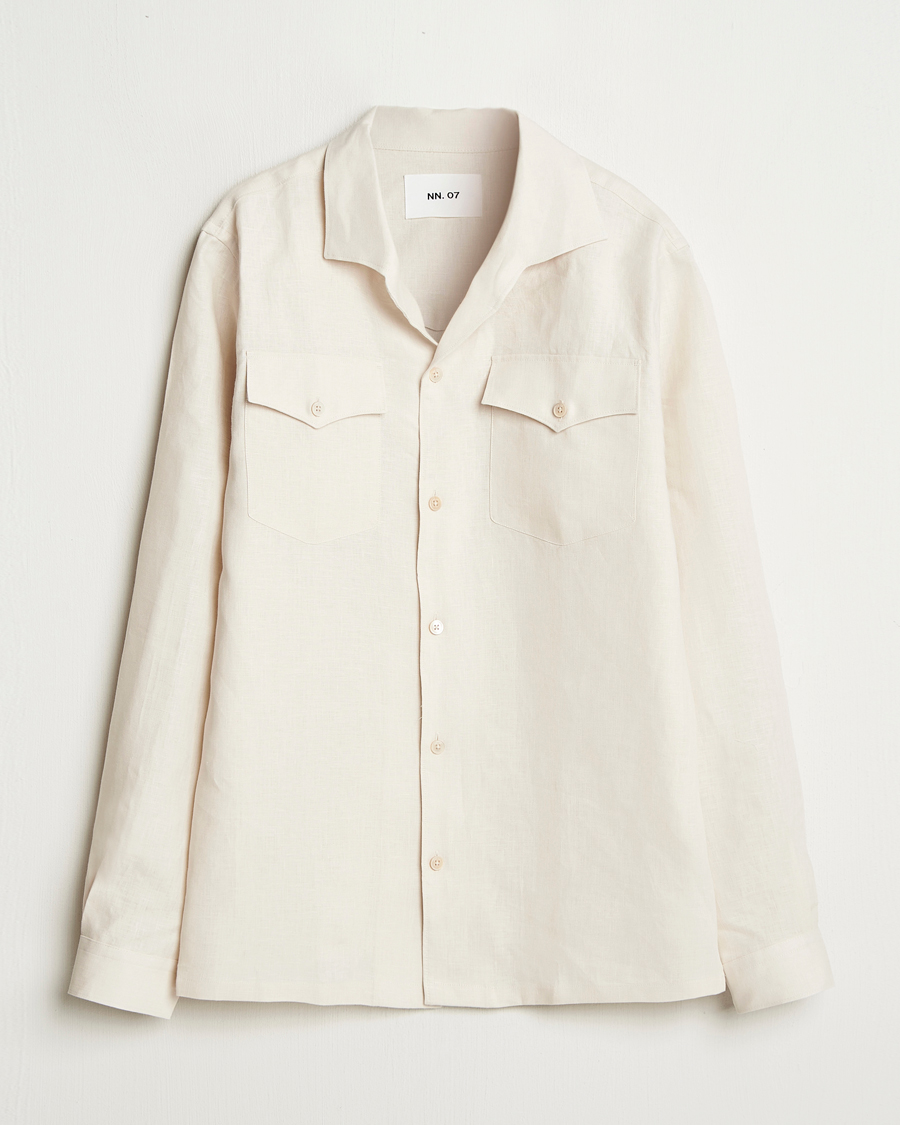 Herr | Skjortor | NN07 | Pax Linen Western Shirt Ivory