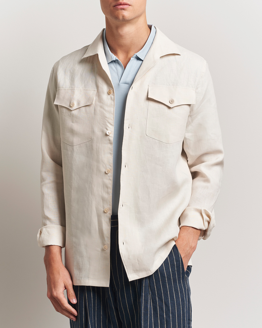 Herr | Skjortor | NN07 | Pax Linen Western Shirt Ivory