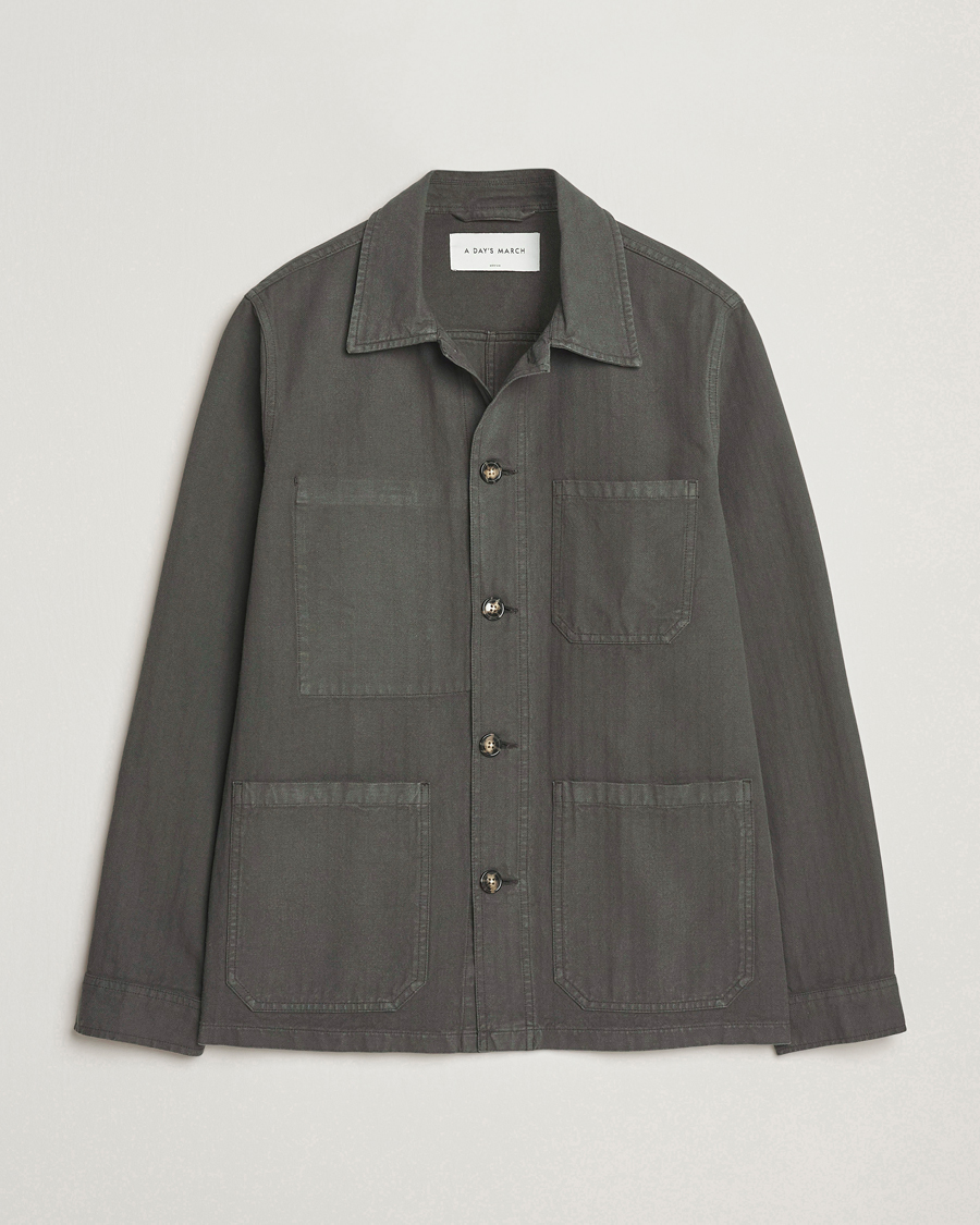 Herr | Jackor | A Day's March | Herringbone Overshirt Olive