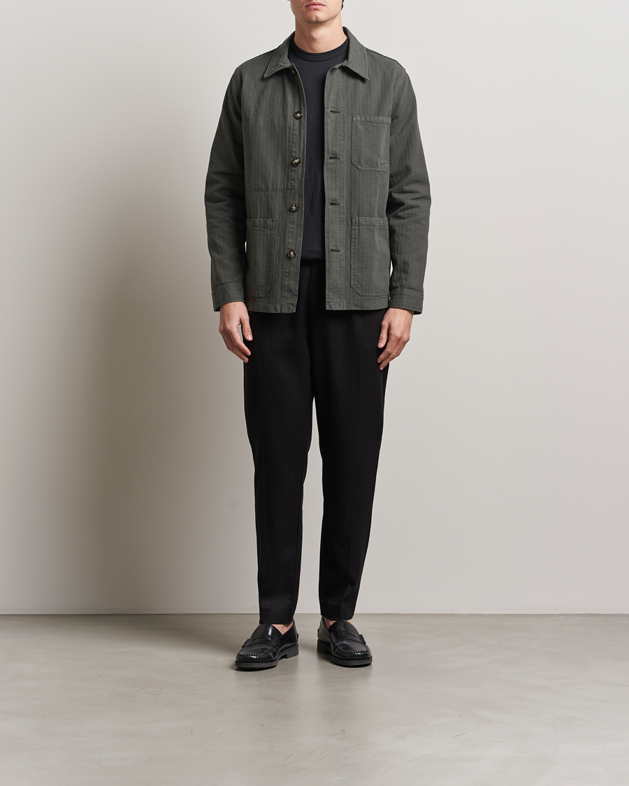 Herr | Jackor | A Day's March | Herringbone Overshirt Olive