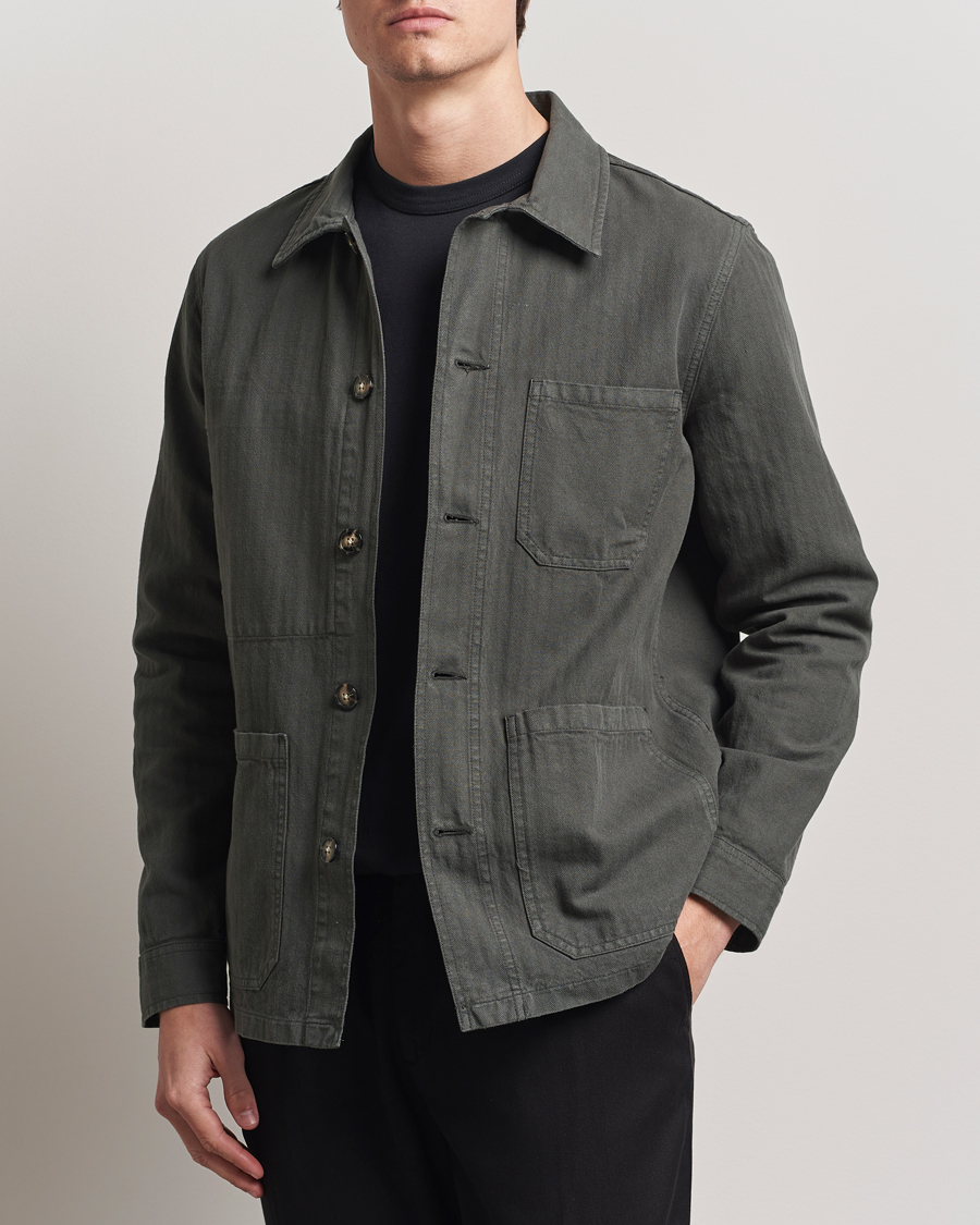 Herr | Jackor | A Day's March | Herringbone Overshirt Olive