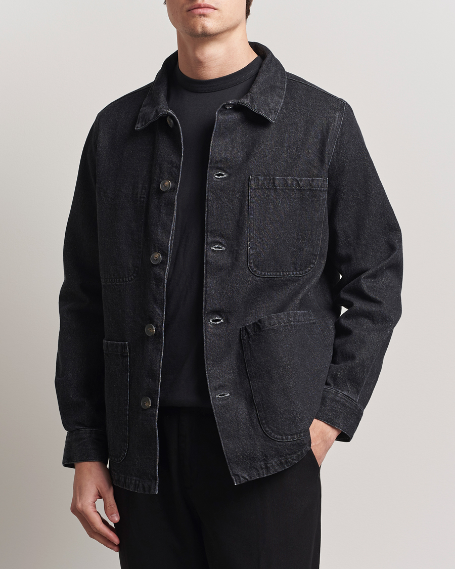 Herr | Jackor | A Day's March | Algot Denim Overshirt Washed Black