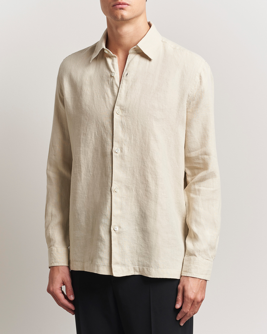 Herr | Skjortor | A Day's March | Clean Cut Linen Shirt Oyster