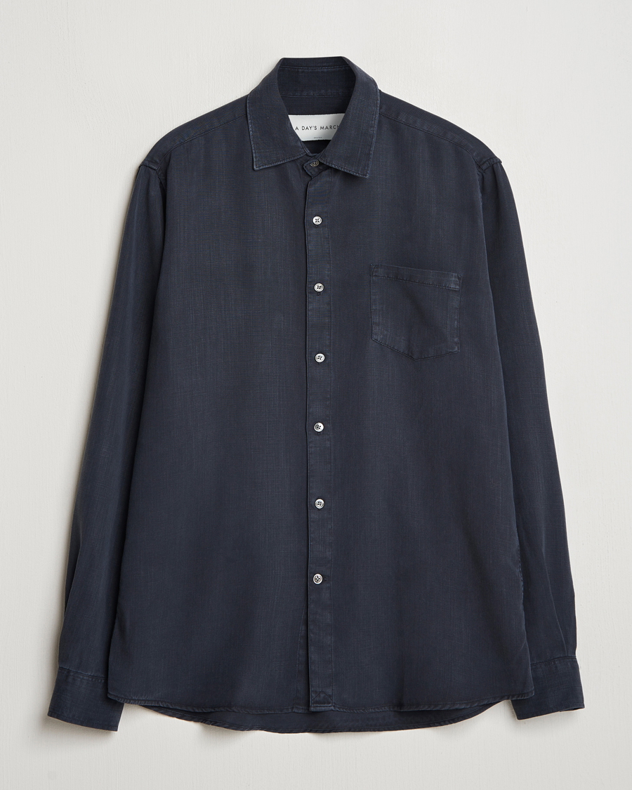 Herr | Skjortor | A Day's March | Daintree Lyocell Shirt Navy