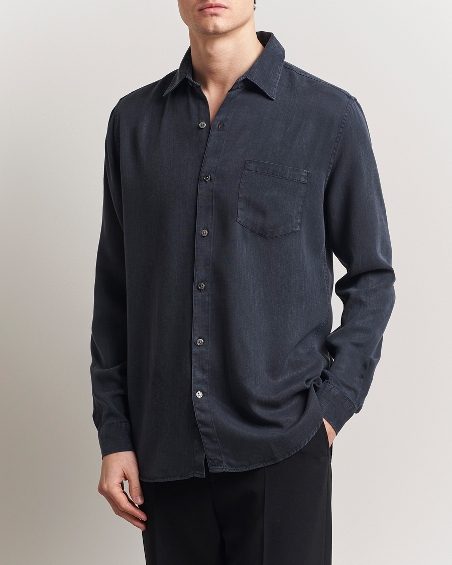 Herr | Skjortor | A Day's March | Daintree Lyocell Shirt Navy