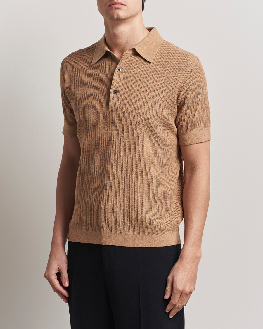Herr | Tröjor | A Day's March | Aspen Structure Short Sleeve Polo Camel