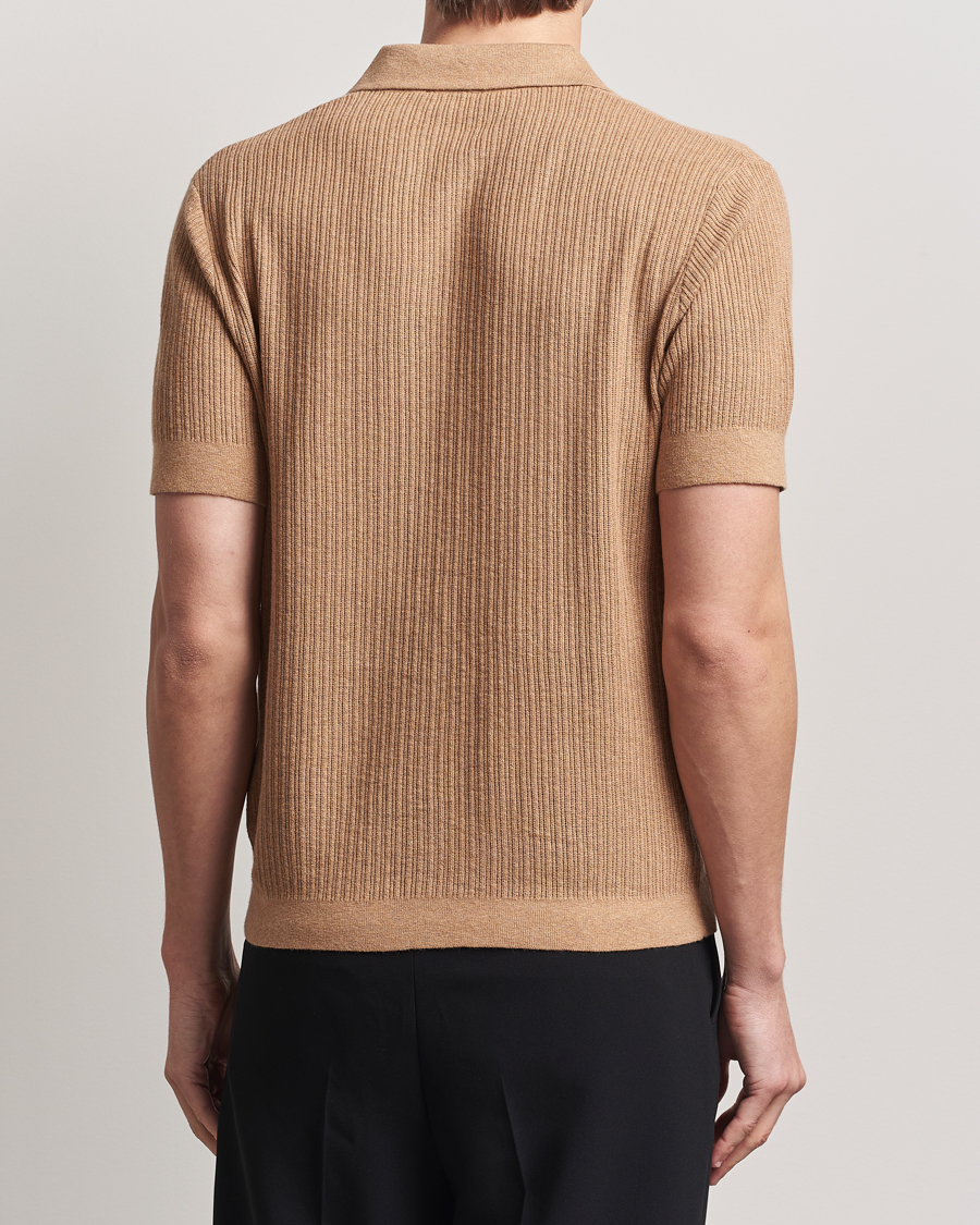 Herr | Tröjor | A Day's March | Aspen Structure Short Sleeve Polo Camel