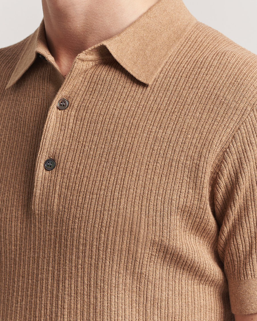 Herr | Tröjor | A Day's March | Aspen Structure Short Sleeve Polo Camel