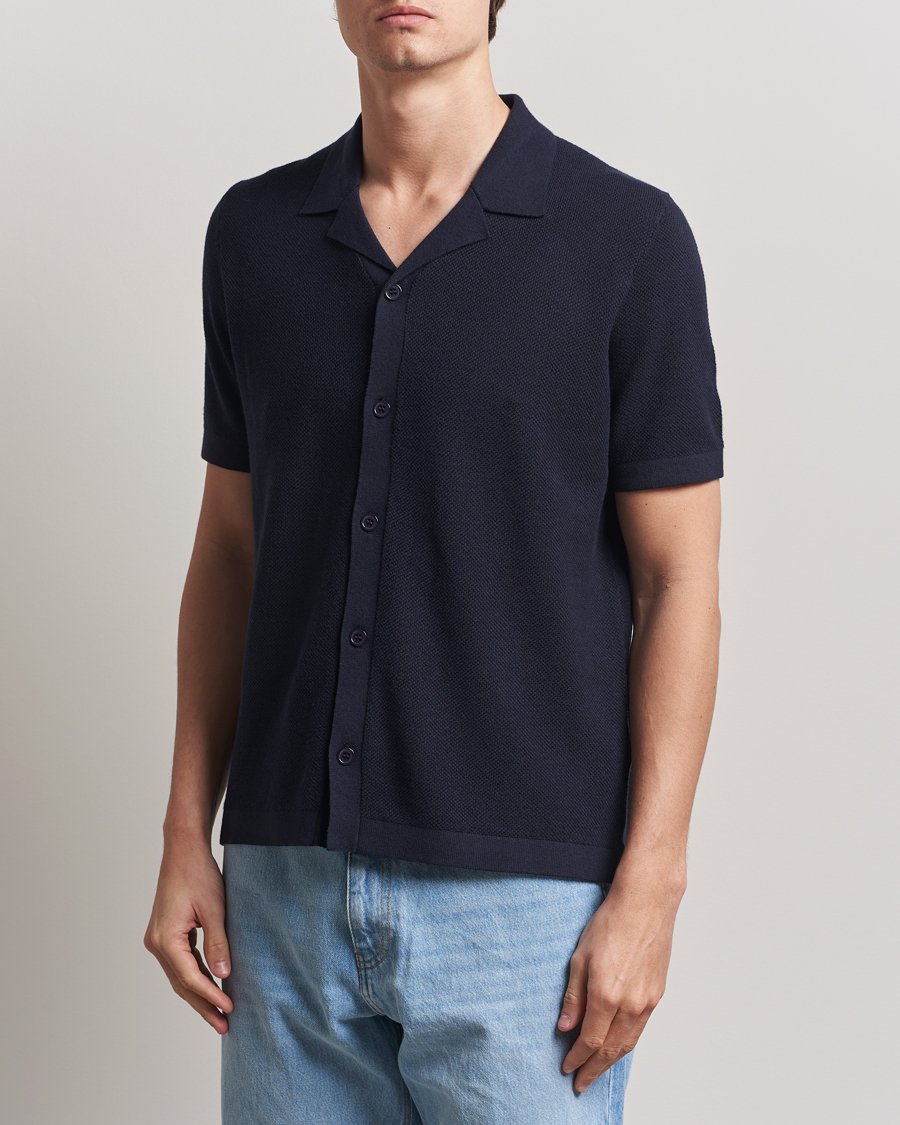 Herr | Tröjor | A Day's March | Yamu Structure Short Sleeve Navy