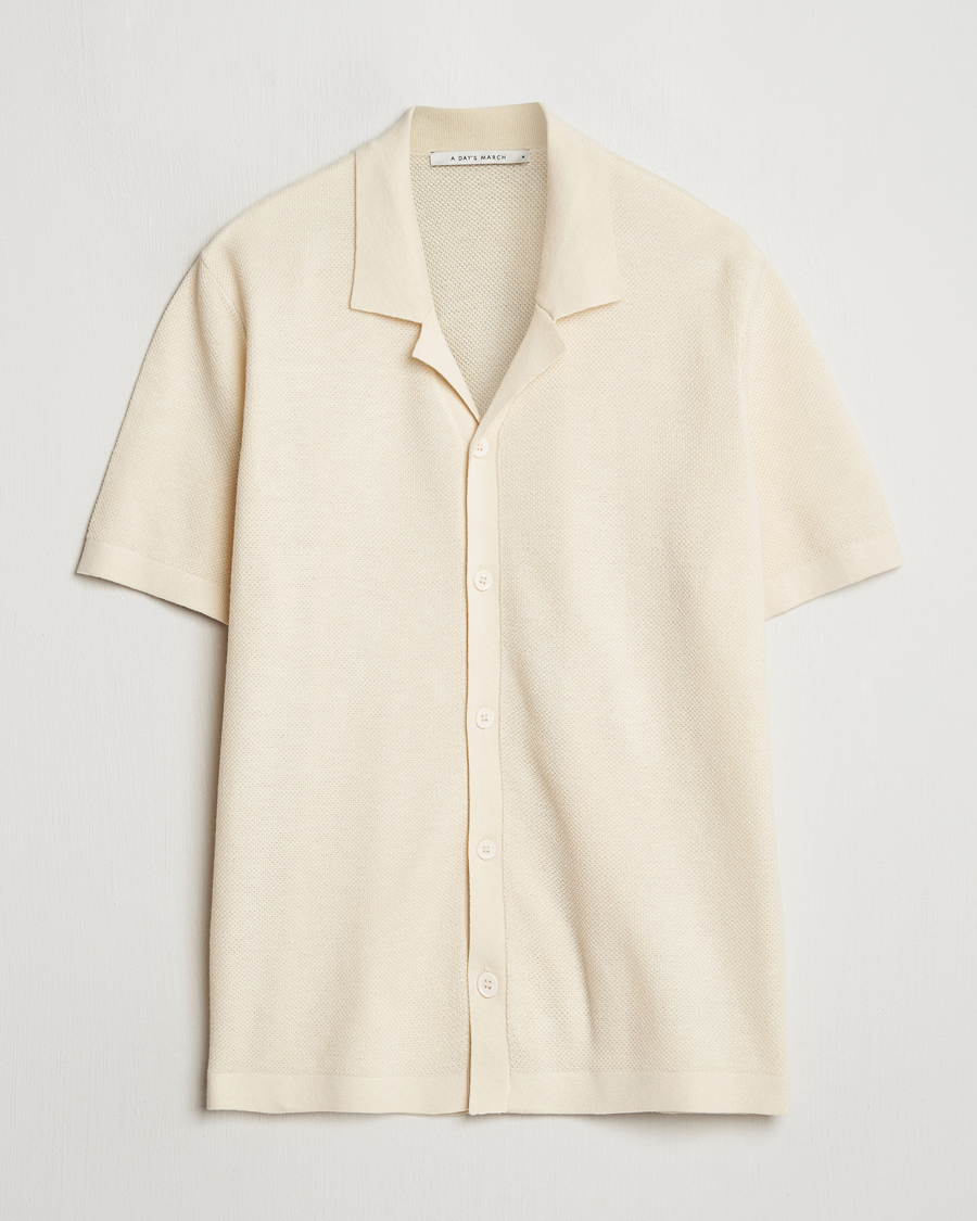Herr | Tröjor | A Day's March | Yamu Structure Short Sleeve Off White