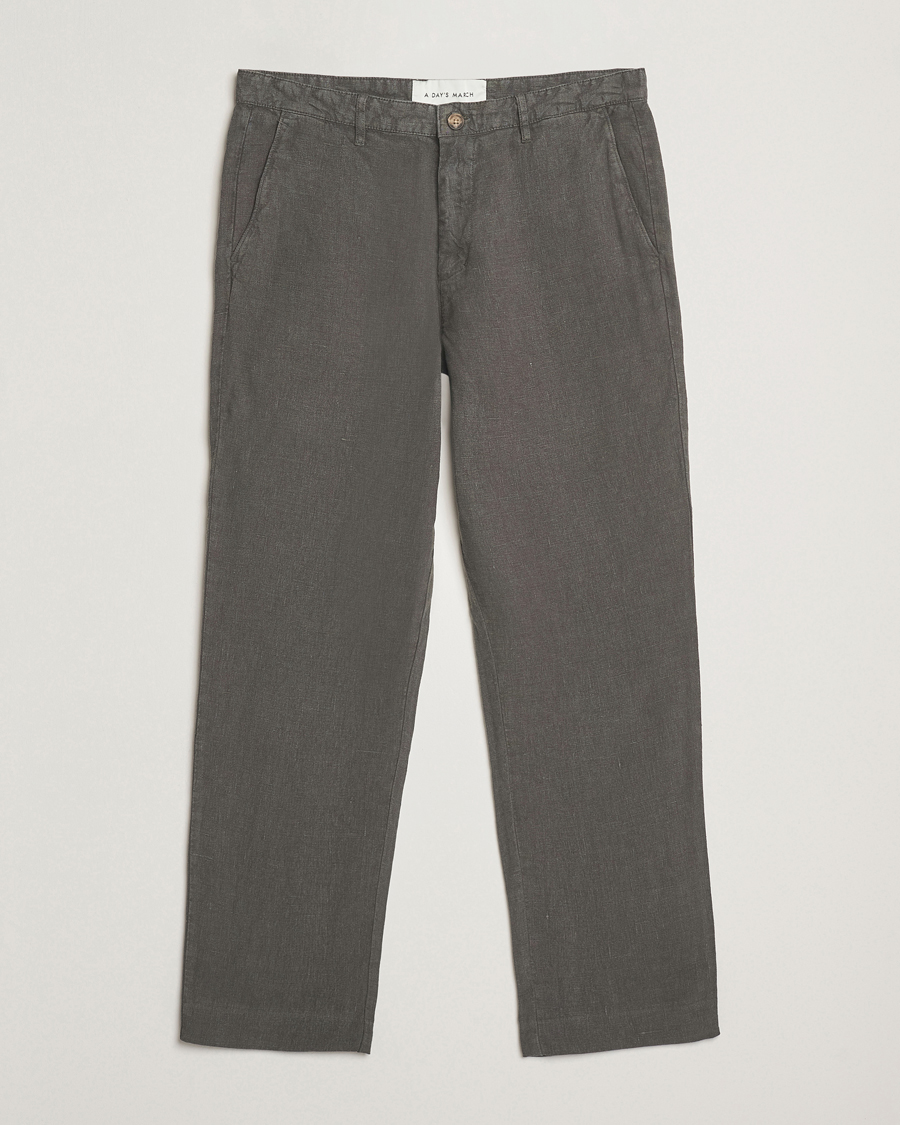 Herr | Byxor | A Day's March | Madu Linen Trousers Olive