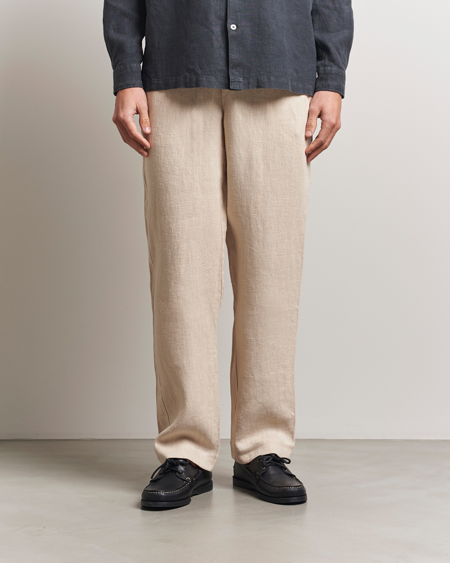 Herr | Byxor | A Day's March | Tamiat Drawstring Linen Trousers Oyster