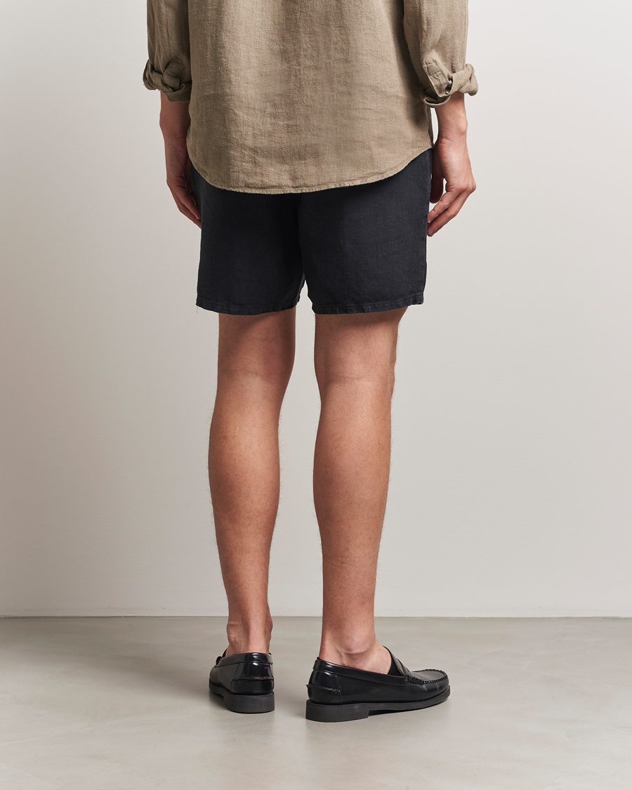 Herr | Shorts | A Day's March | Ipu Linen Drawstring Shorts Off Black
