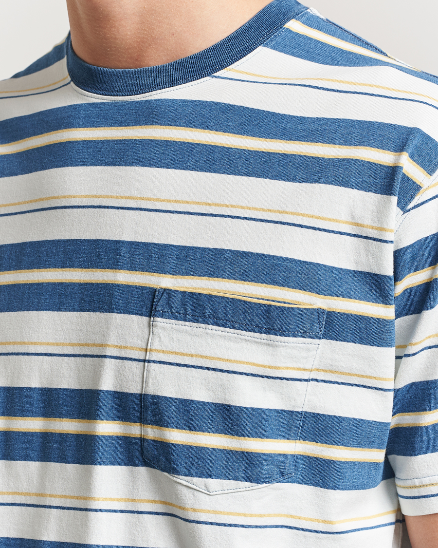 Herr | T-Shirts | BEAMS PLUS | Short Sleeve T-Shirt Blue Indigo Stripe