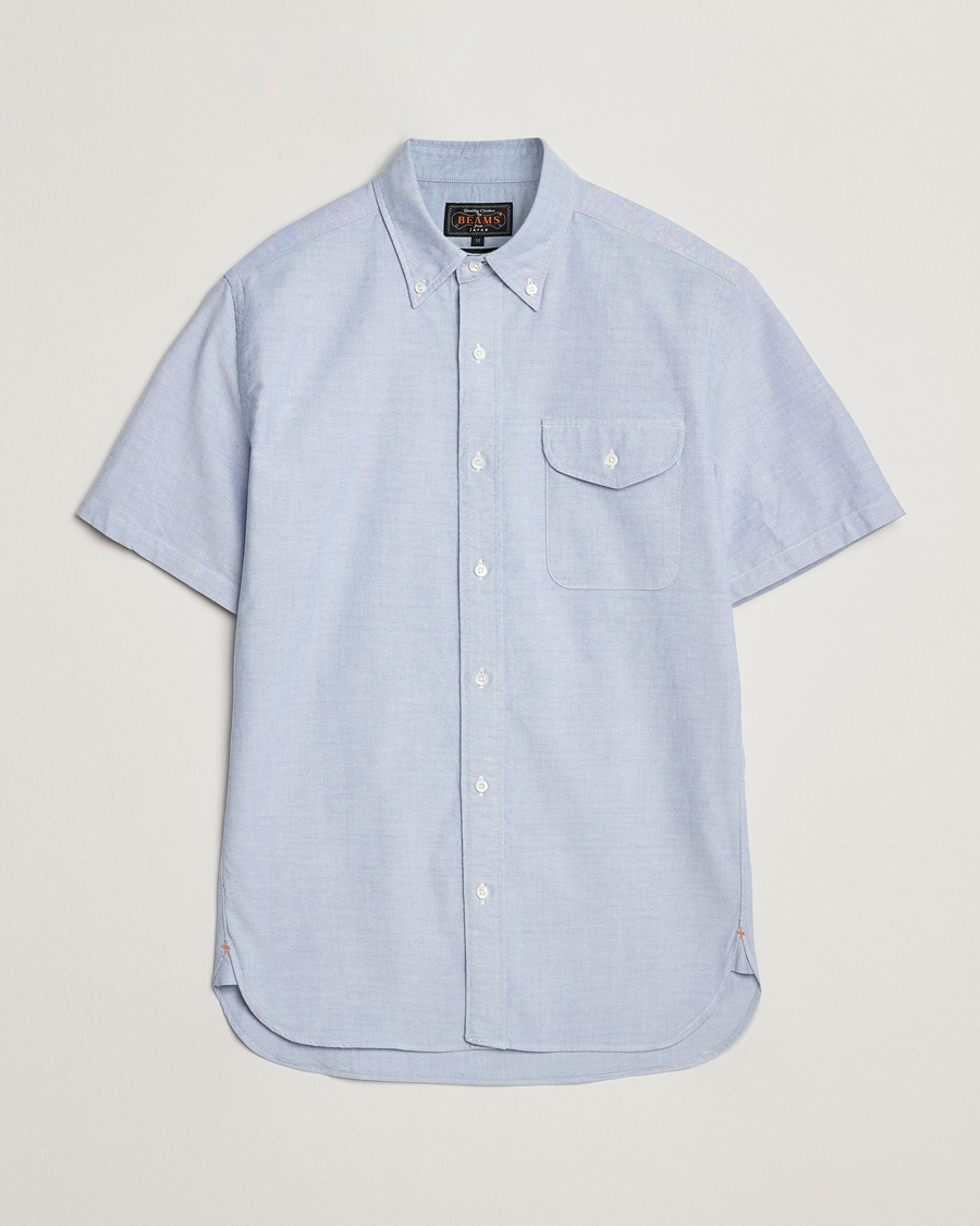Herr | Skjortor | BEAMS PLUS | Short Sleeve Oxford Shirt Light Blue