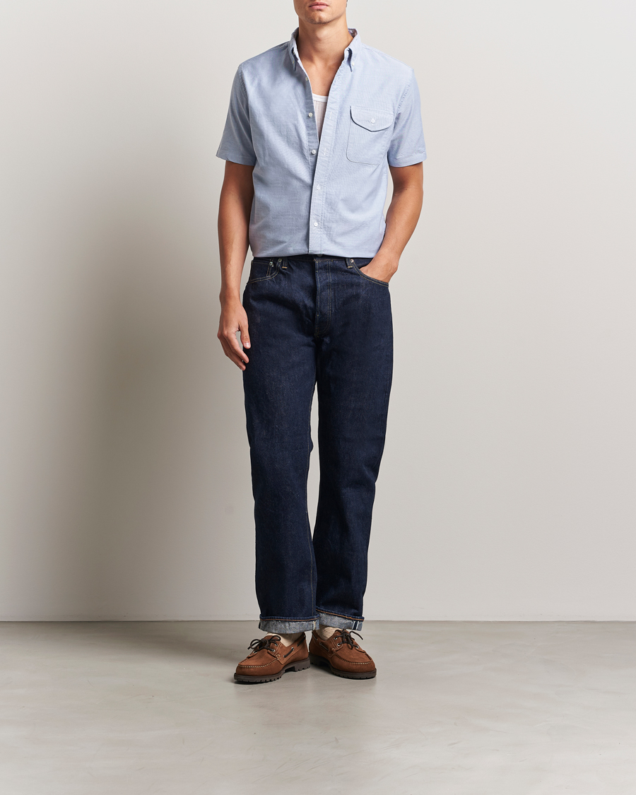 Herr | Skjortor | BEAMS PLUS | Short Sleeve Oxford Shirt Light Blue