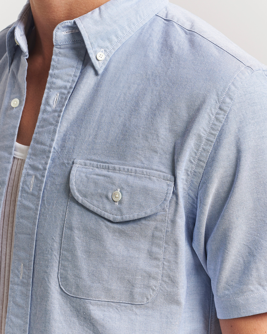Herr | Skjortor | BEAMS PLUS | Short Sleeve Oxford Shirt Light Blue