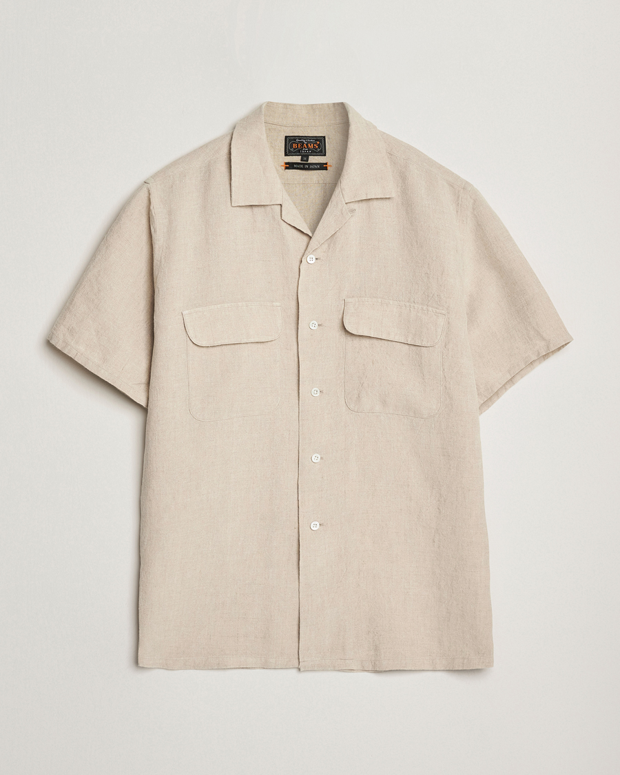 Herr | Skjortor | BEAMS PLUS | Short Sleeve Linen Camp Shirt Beige