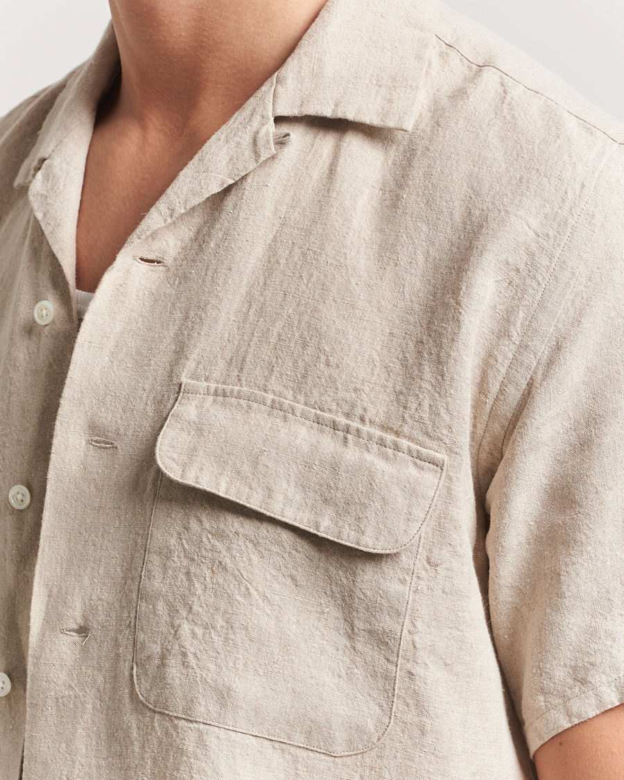 Herr | Skjortor | BEAMS PLUS | Short Sleeve Linen Camp Shirt Beige