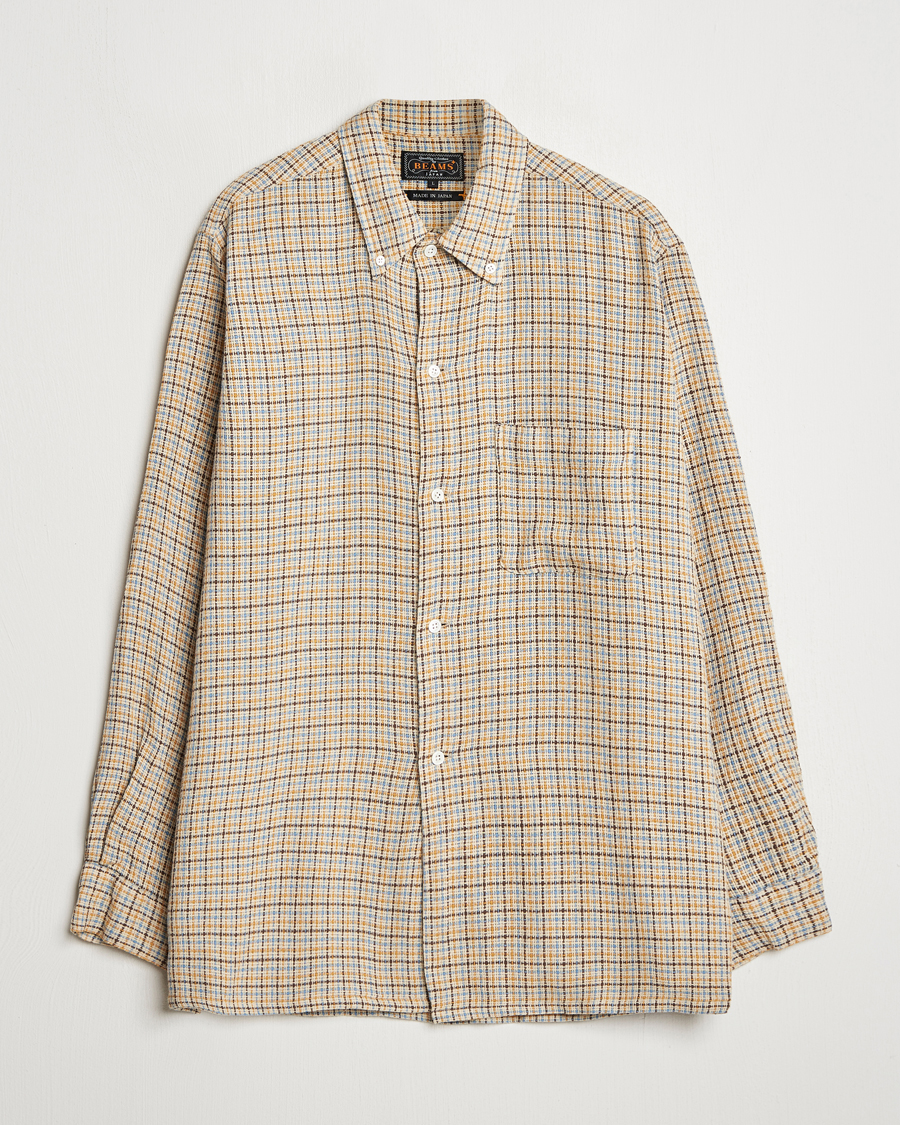 Herr | Skjortor | BEAMS PLUS | Gunclub Mesh Button Down Shirt Beige