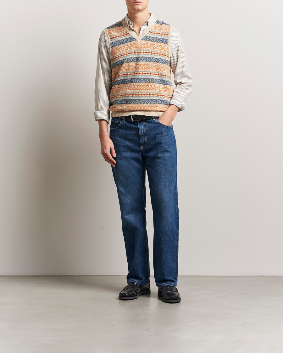 Herr | Tröjor | BEAMS PLUS | Fairisle Vest Beige