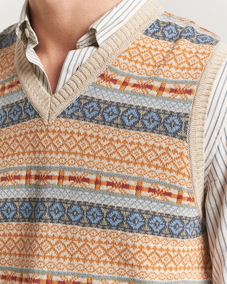 Herr | Tröjor | BEAMS PLUS | Fairisle Vest Beige