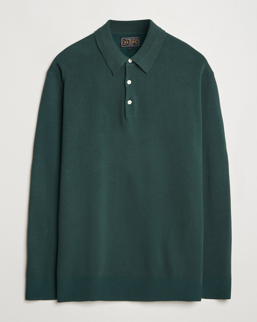 Herr | Tröjor | BEAMS PLUS | Long Sleeve 12G Knit Polo Forest Green