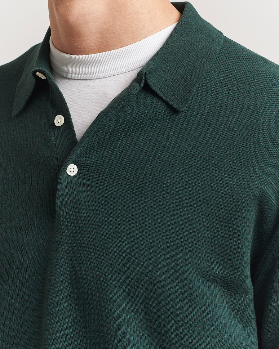 Herr | Tröjor | BEAMS PLUS | Long Sleeve 12G Knit Polo Forest Green