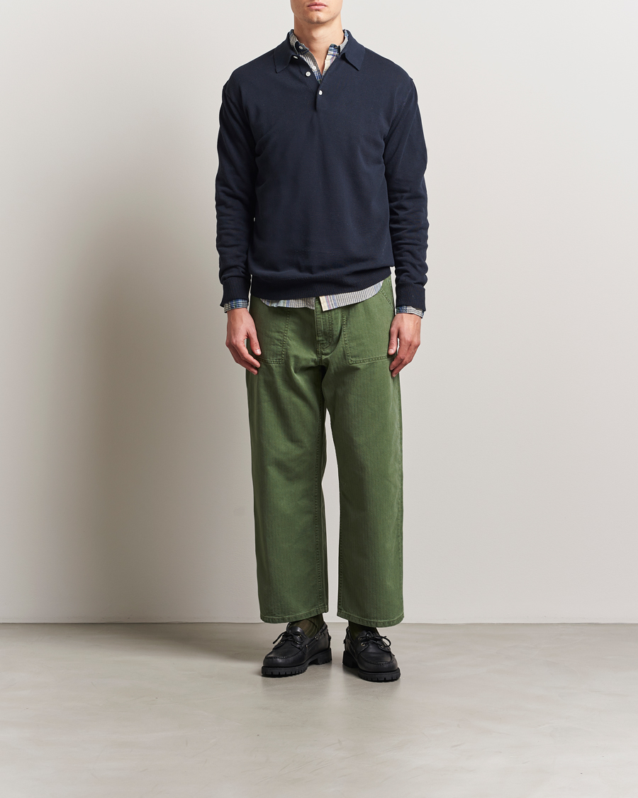 Herr | Tröjor | BEAMS PLUS | Long Sleeve 12G Knit Polo Navy